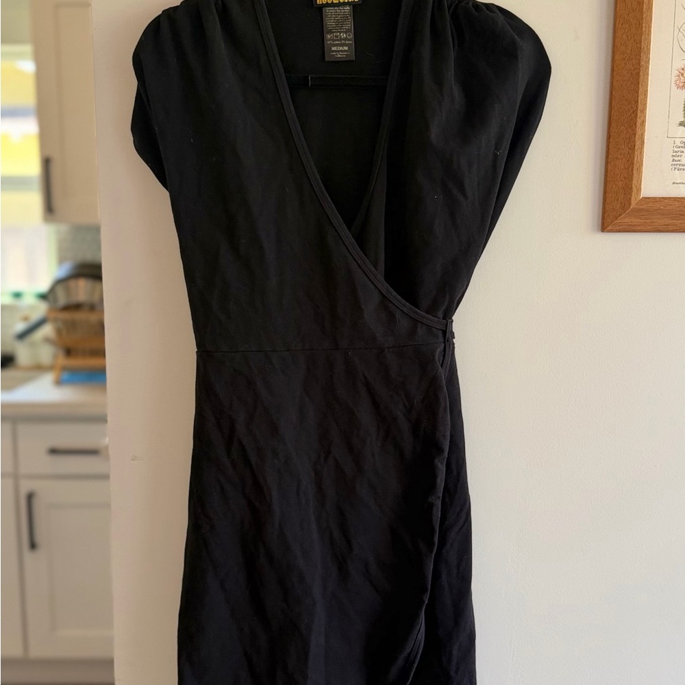 Nooworks Black Cotton Wrap Dress